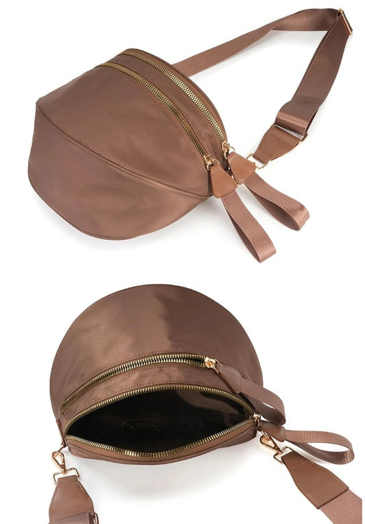 Double Zip Crescent Shape Sling Bag