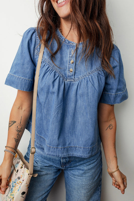 Beau Blue Short Sleeve Denim - DENIM & ONYX