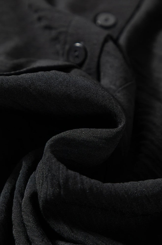 Black Pure Color Patch Pocket Shirt - DENIM & ONYX