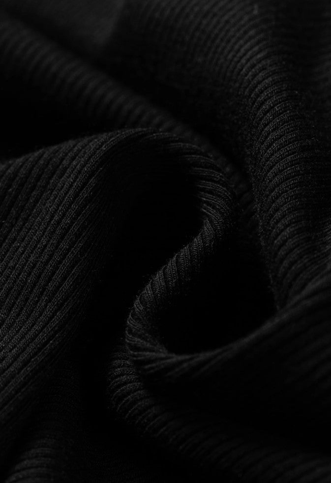 BLACK SLIM RIBBED PADDED TANK TOP - BUILT IN BRA - DENIM & ONYX