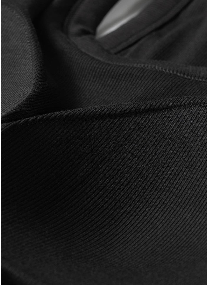 BLACK SLIM RIBBED PADDED TANK TOP - BUILT IN BRA - DENIM & ONYX
