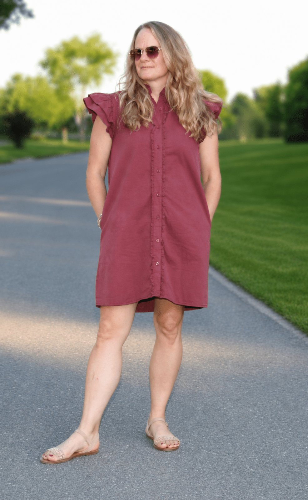Button Down Ruffle Short Sleeve Denim Mini Dress - DENIM & ONYX