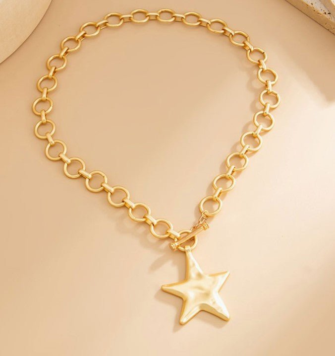 Chunky Star Toggle Chain Necklace - DENIM & ONYX