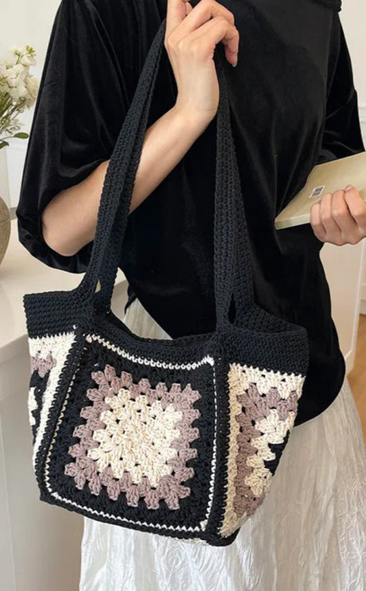 Crochet Hand Bag - DENIM & ONYX