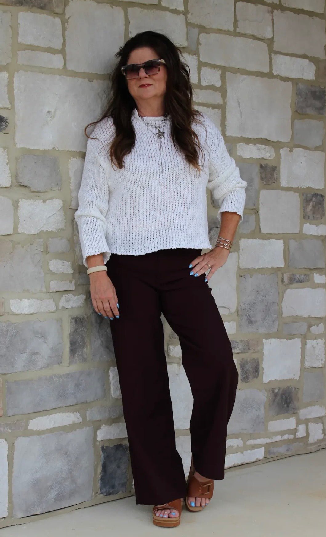 Dark Brown Hyper Stretch High Rise Wide Leg - DENIM & ONYX