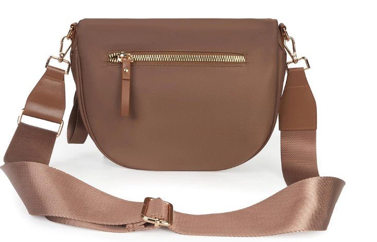 Double Zip Crescent Shape Sling Bag - DENIM & ONYX