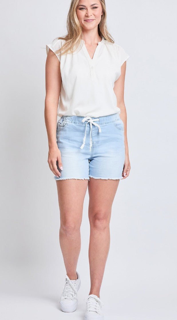 Essentials Elastic Waistband Jogger Shorts - DENIM & ONYX