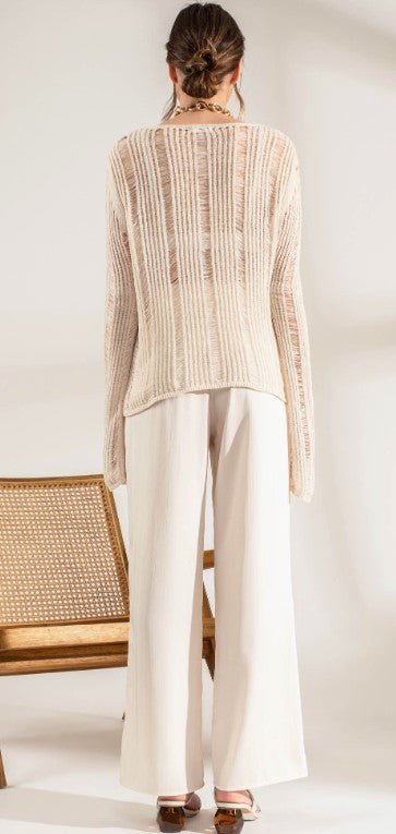 Ladder Knit Sweater - DENIM & ONYX
