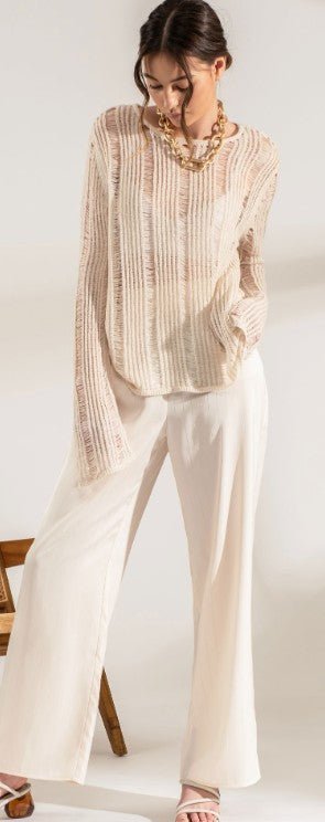 Ladder Knit Sweater - DENIM & ONYX