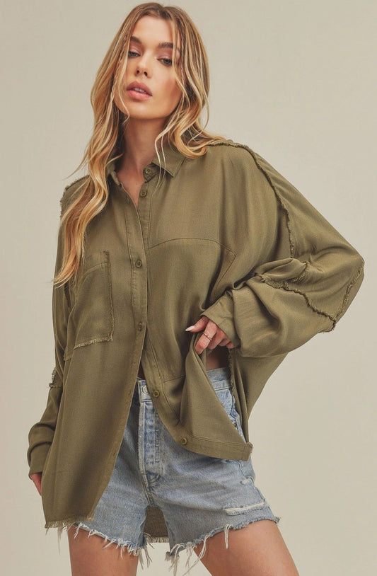 LIGHTWEIGHT BUTTON UP - DENIM & ONYX