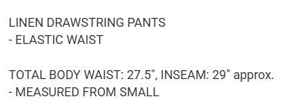 Linen Draw String Pants - DENIM & ONYX
