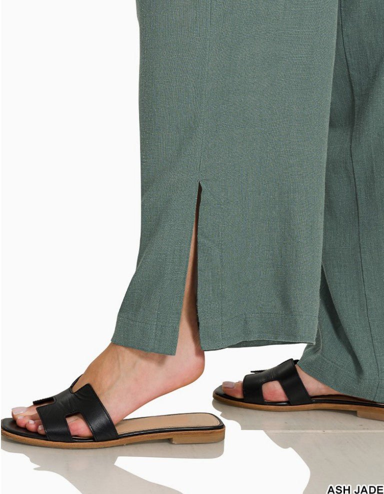 Linen Draw String Pants - DENIM & ONYX