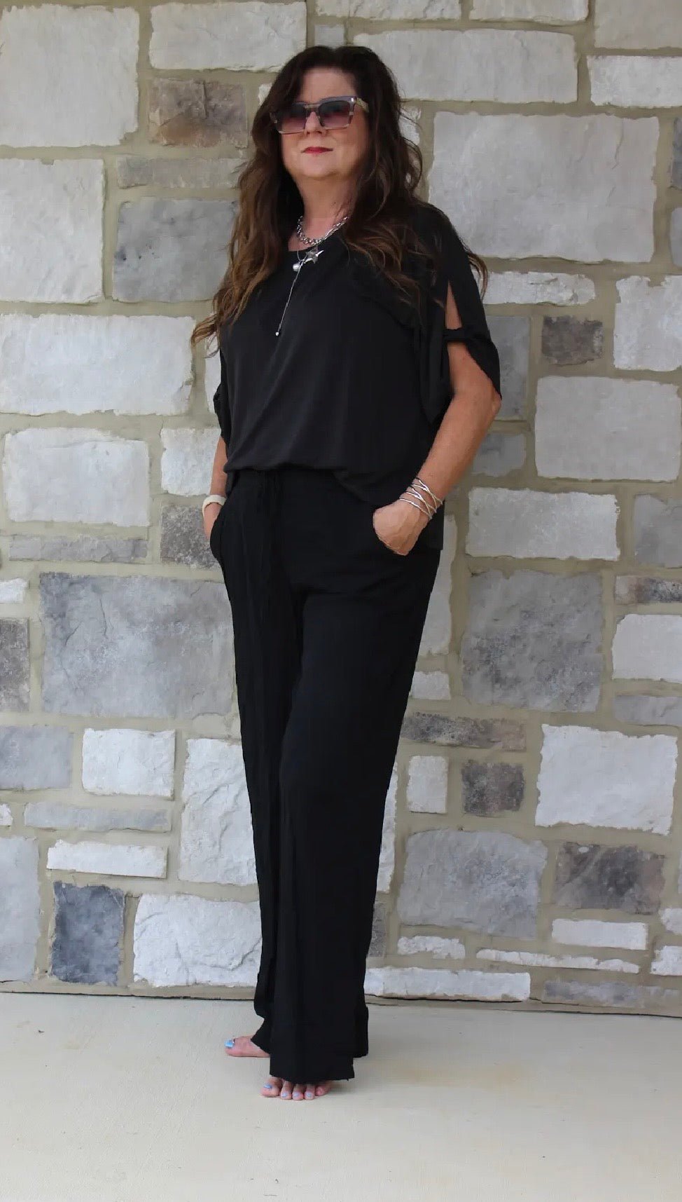 Linen Drawstring Pants - DENIM & ONYX