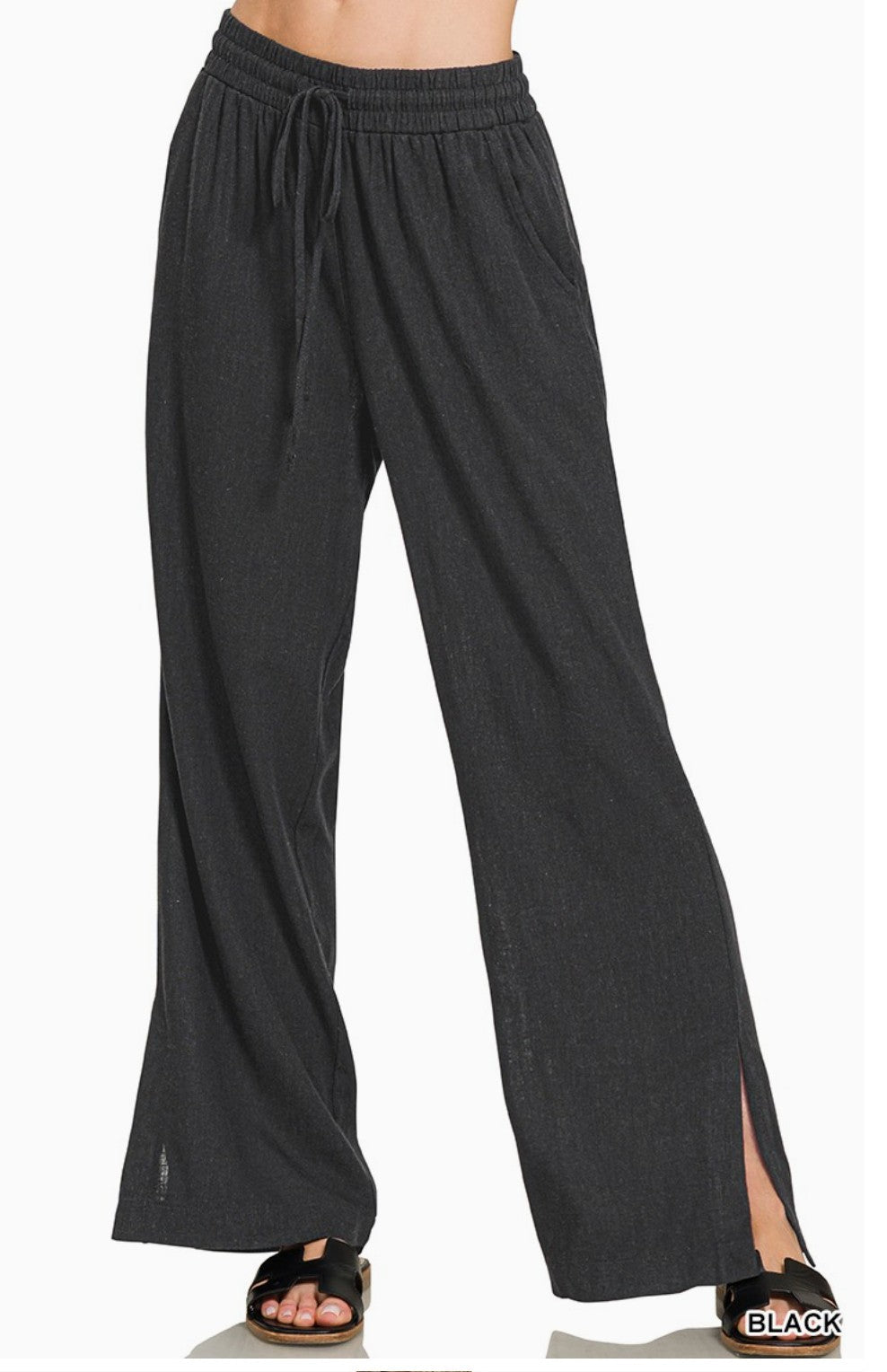 Linen Drawstring Pants - DENIM & ONYX