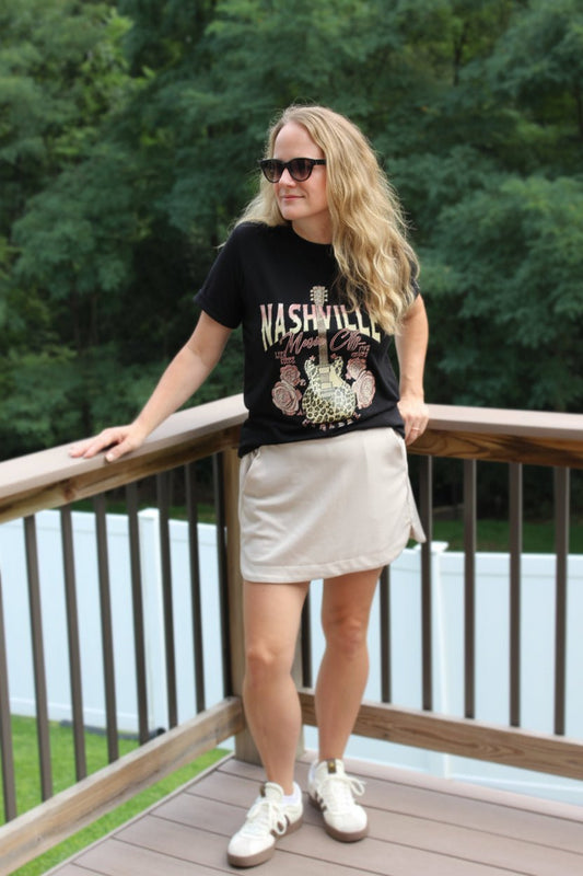 Long Sleeve Mini Skort Set - DENIM & ONYX