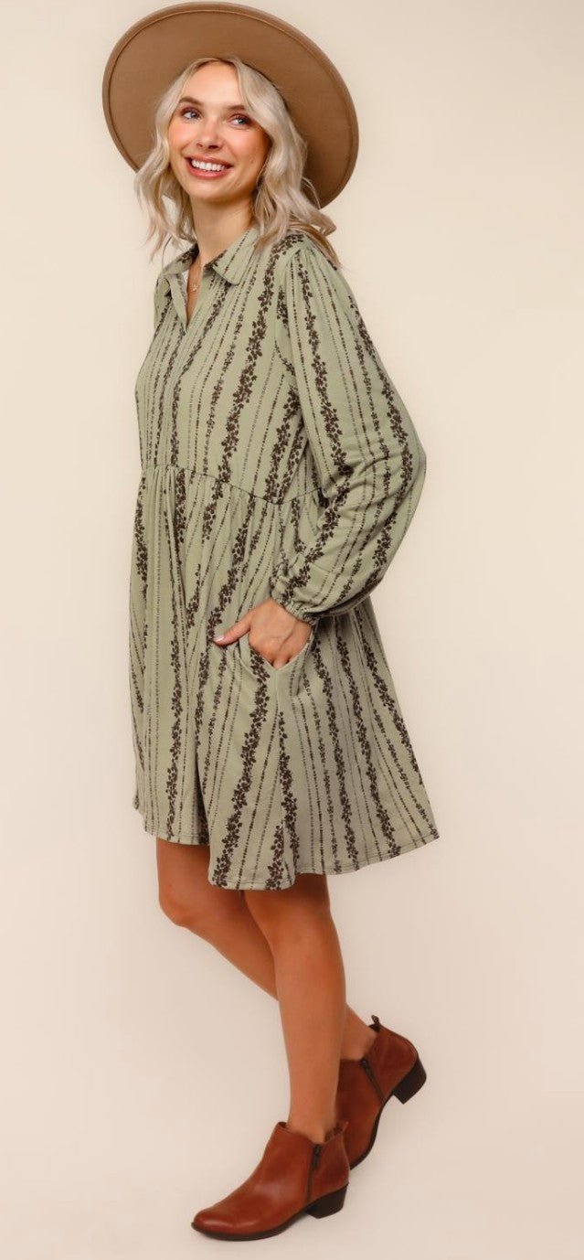Mini Knit Dress W/ Side Pockets - DENIM & ONYX