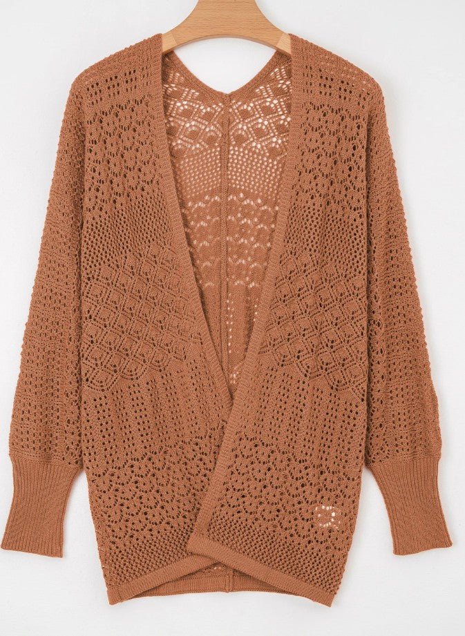 Mix Pattern Knit Open Front Cardigan - DENIM & ONYX