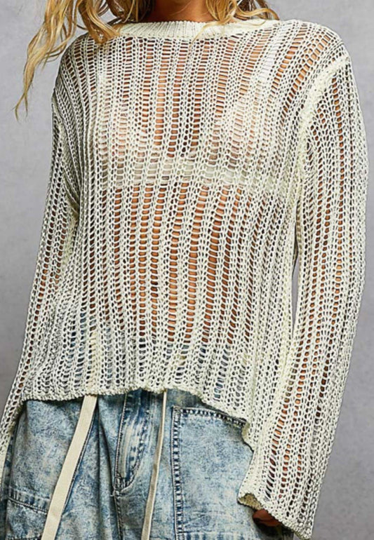 Open Knit Sweater - DENIM & ONYX