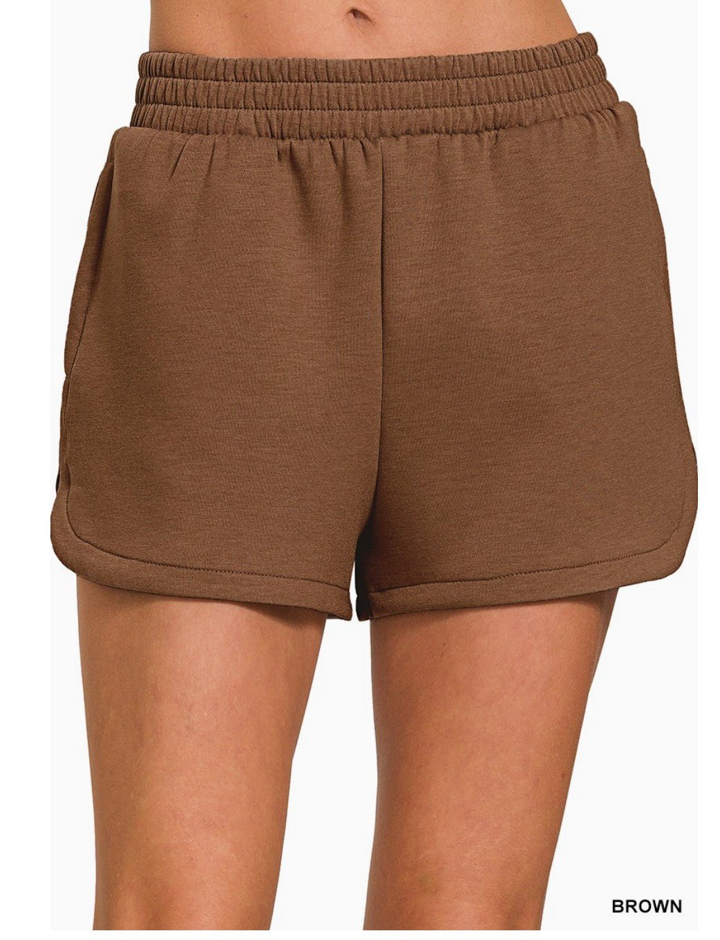 Scuba elastic waistband dolphin shorts - DENIM & ONYX