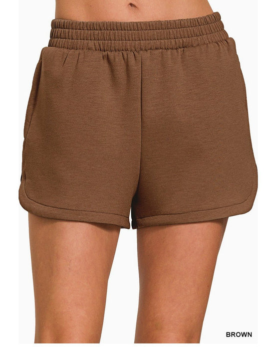 Scuba elastic waistband dolphin shorts - DENIM & ONYX