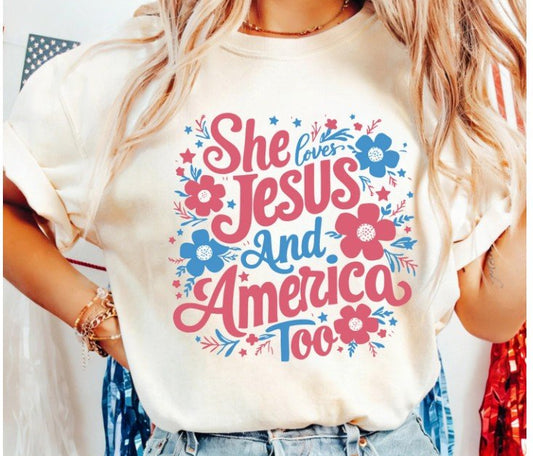 SHE LOVES JESUS T-SHIRT - DENIM & ONYX