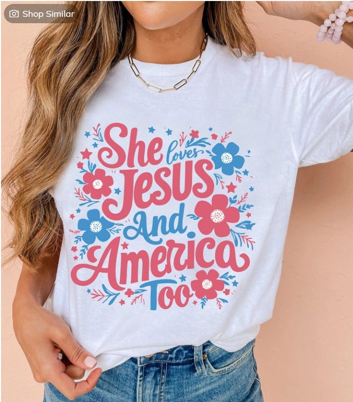 SHE LOVES JESUS T-SHIRT - DENIM & ONYX