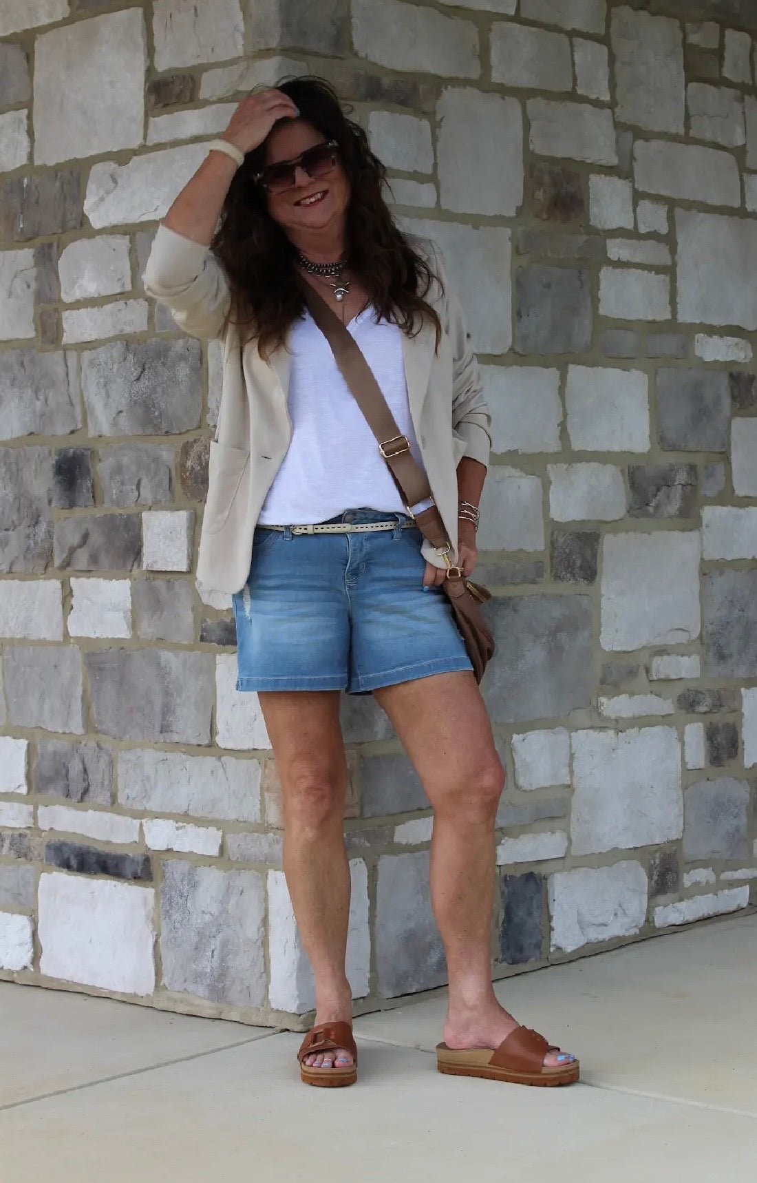 Side Slit Hem Denim Shorts - DENIM & ONYX