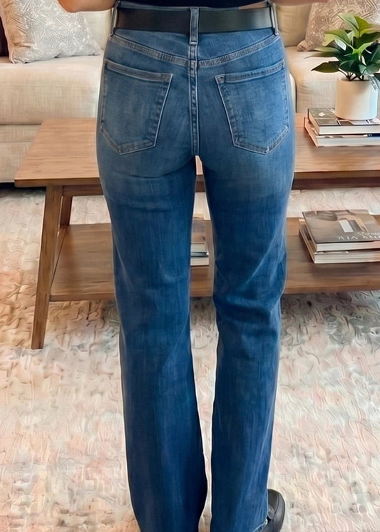 Sky Blue Tailored Seam Detail Women's Shift Jeans - DENIM & ONYX