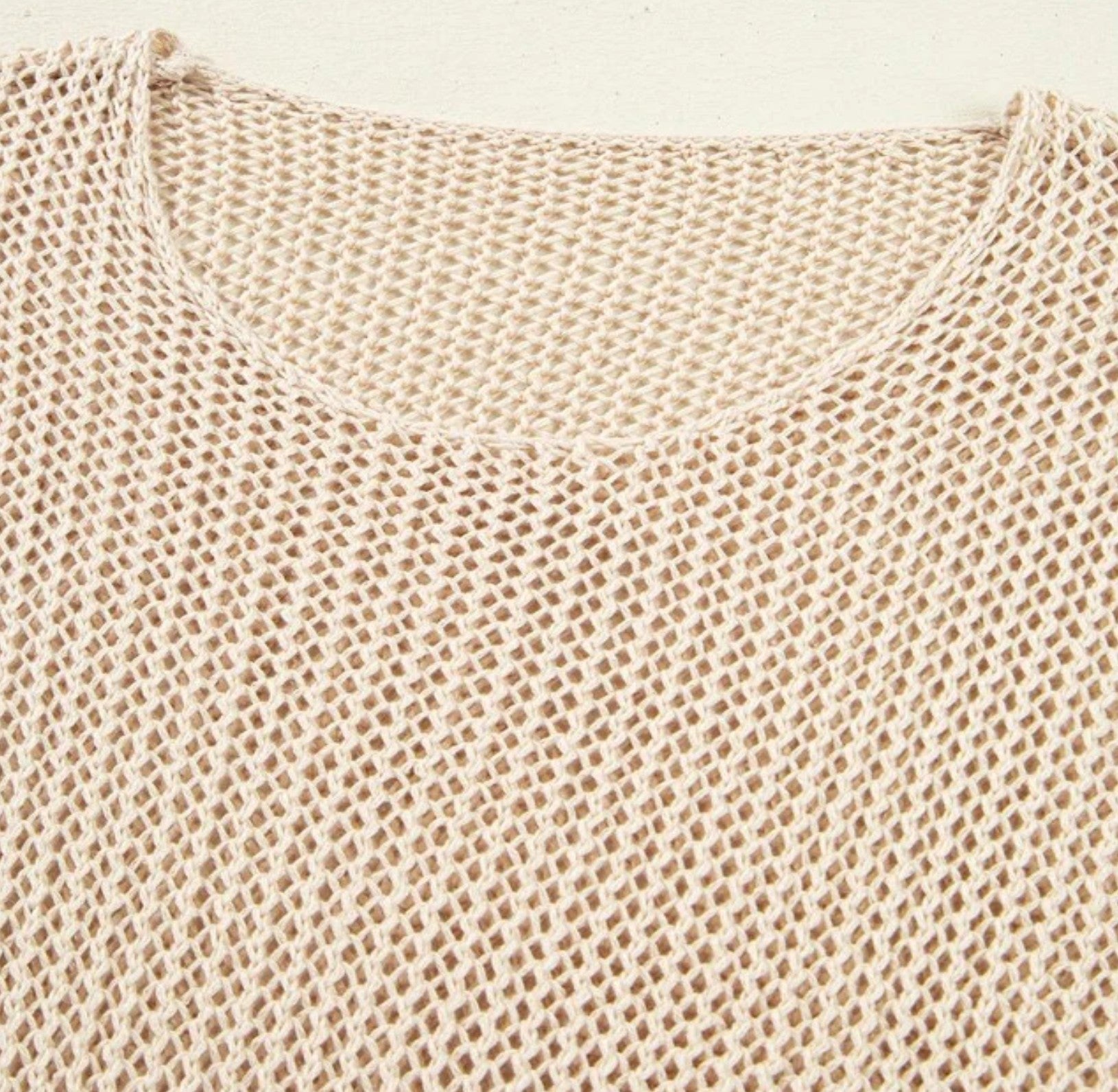 Smoke Gray Crochet Hollow-Out Jumper Top Sweater - DENIM & ONYX