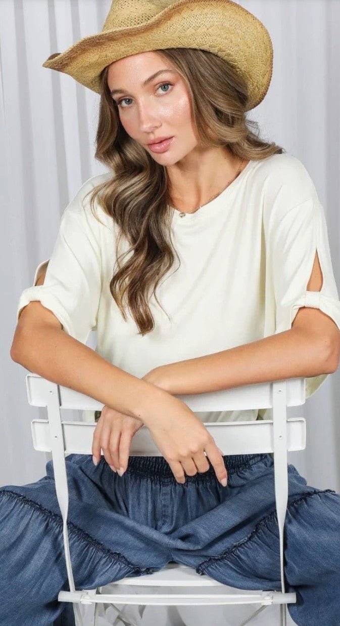 Tie Accent Soft Cupro T-shirt - DENIM & ONYX