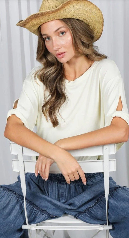 Tie Accent Soft Cupro T-shirt - DENIM & ONYX