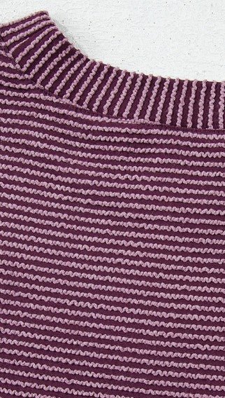 Toadstool Plain Corded Knit Mock Neck T-Shirt - DENIM & ONYX
