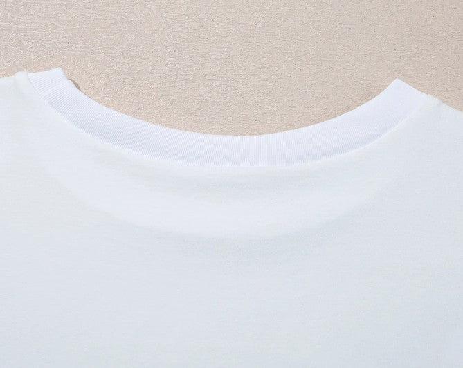 White Loose Half Sleeve Hi Low Hem T shirt - DENIM & ONYX