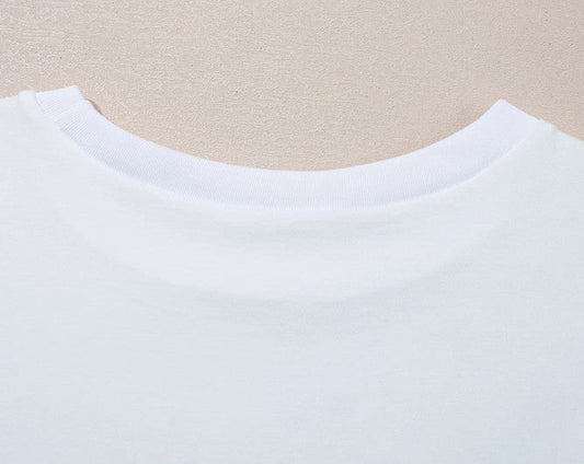 White Loose Half Sleeve Hi Low Hem T shirt - DENIM & ONYX